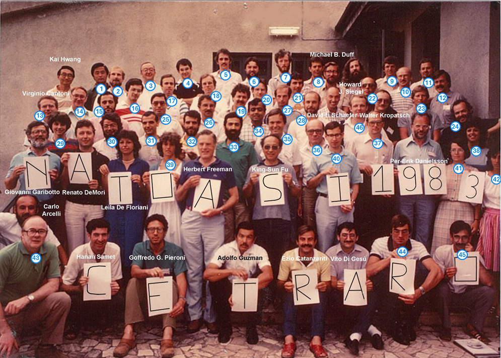 Participants of NATO ASI 1983 posing for an outdoor picture at Cetraro.